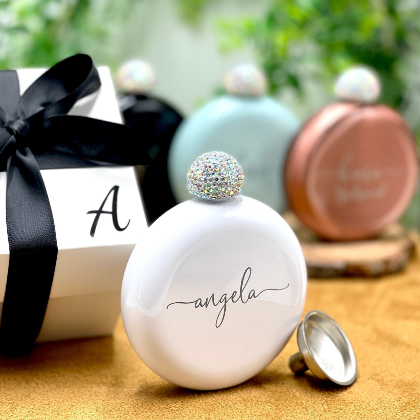 Personalized Round Flasks with Rhinestone Lid for Unique and Love | JNSDec61