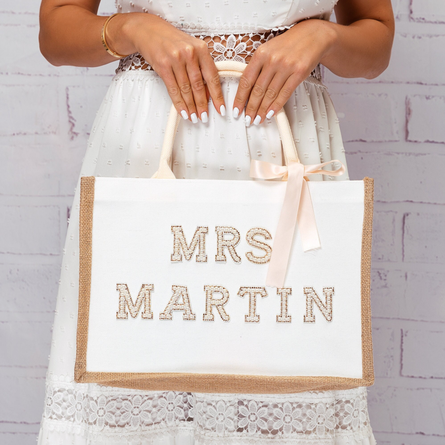 Personalized Pearl Patch Tote Bag for Unique & Love | JNSBag37