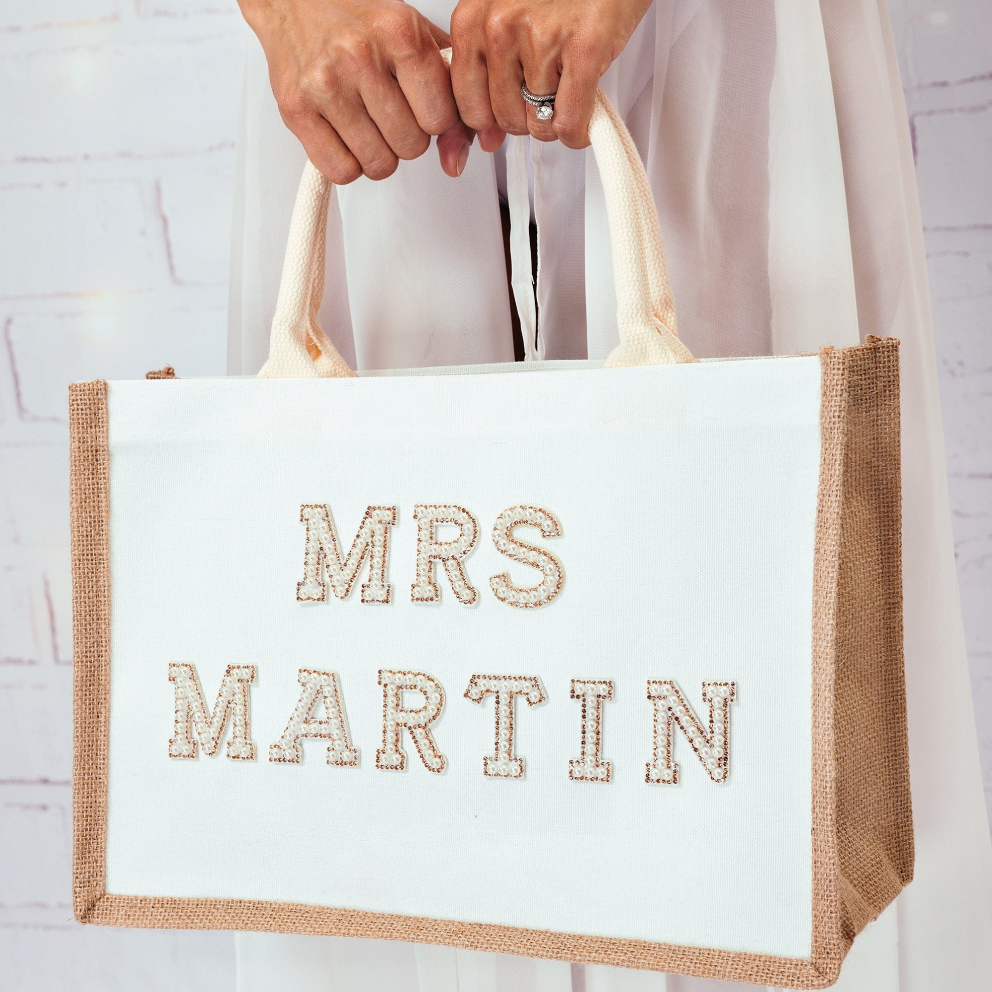 Personalized Pearl Patch Tote Bag for Unique & Love | JNSBag37