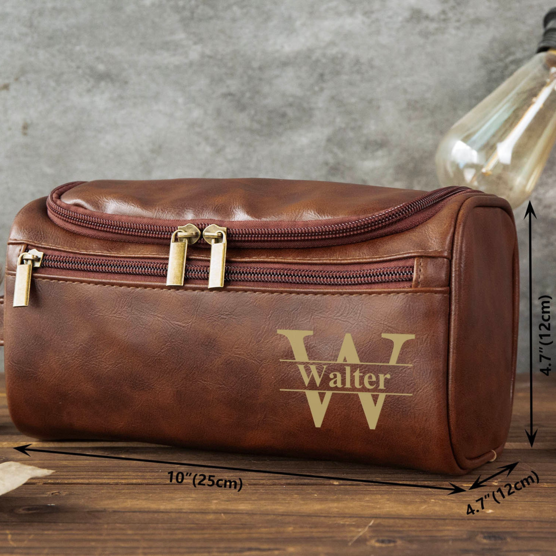 Personalized Leather Monogram Engraved Wash Bag for Unique & Love | JNSBag05