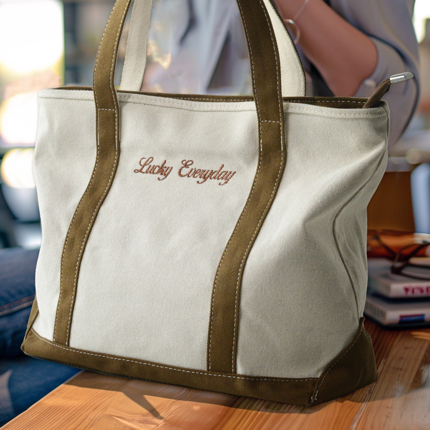 Personalized Name Embroidered Canvas Tote Bag for Unique & Love | JNSBag42