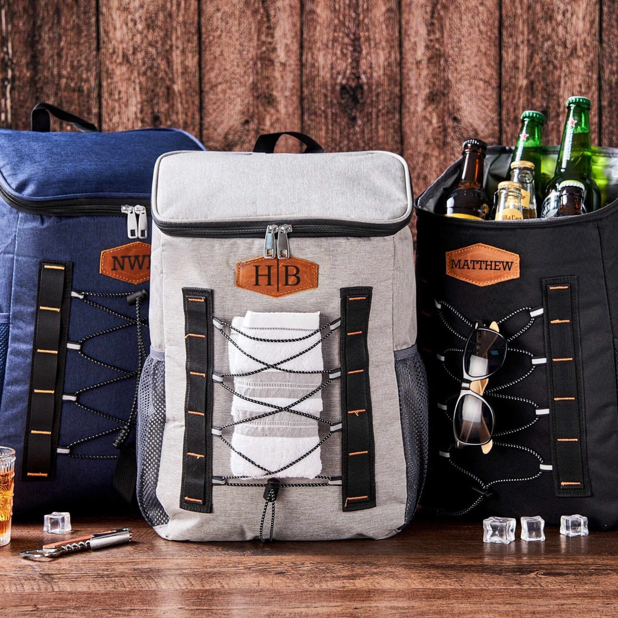 Personalized Leather Patch Cooler Backpack | JNSBag50