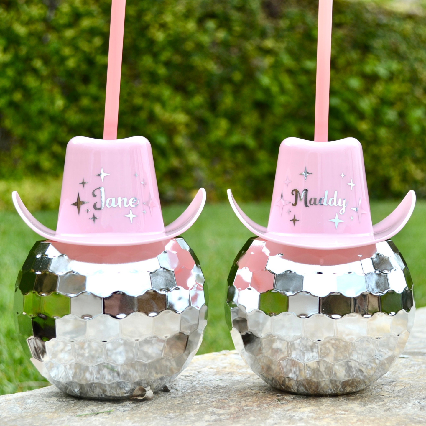 Personalized Cowboy Hat Disco Ball Cup with Straw for Unique & Love | JNSDec90