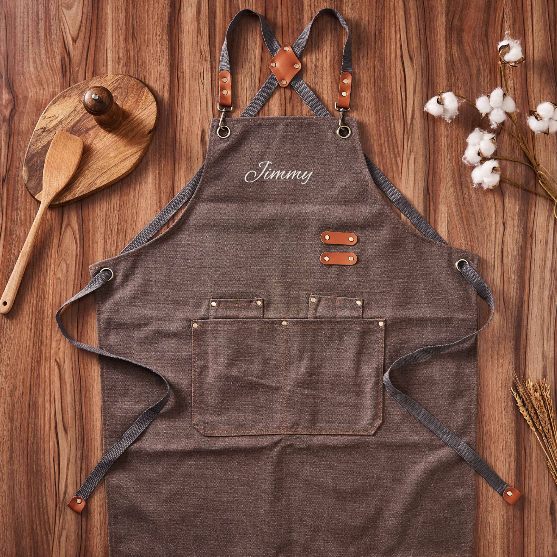 Personalized Name Embroidered Canvas Apron | JNSCloth35