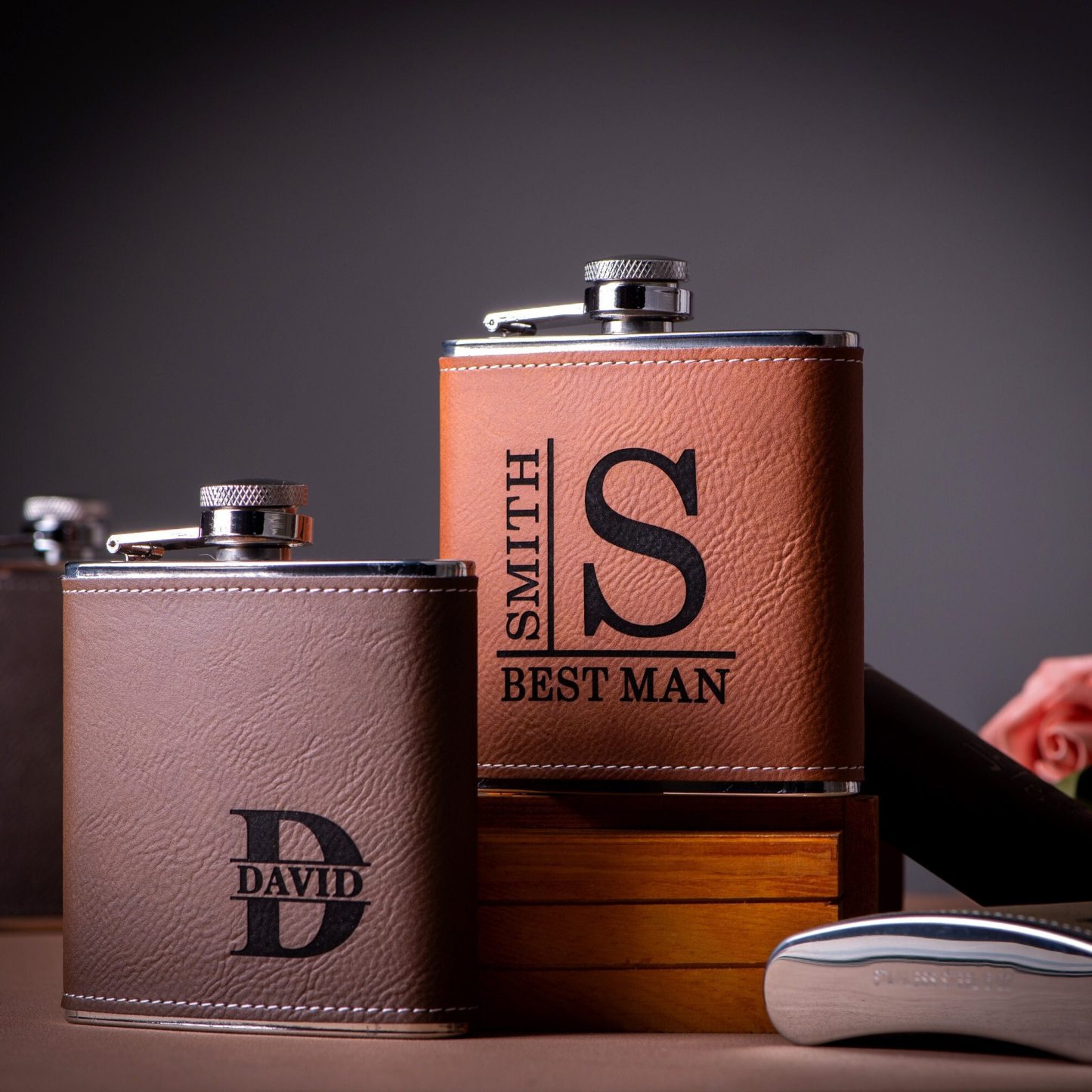 Personalized Monogrammed Leather Flask for Unique & Love | JNSDec99