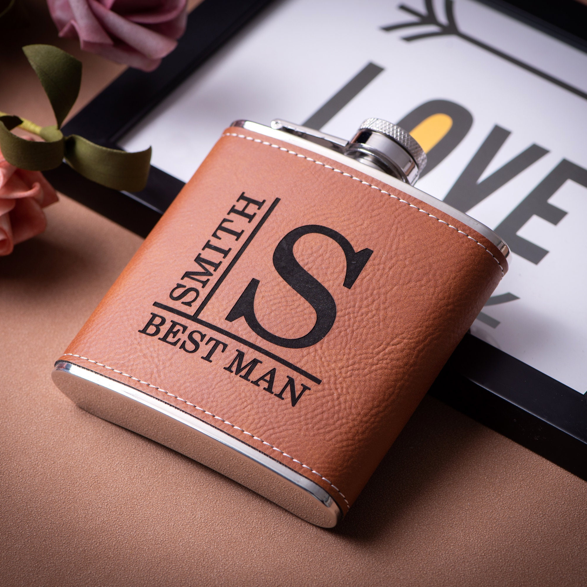 Personalized Monogrammed Leather Flask for Unique & Love | JNSDec99