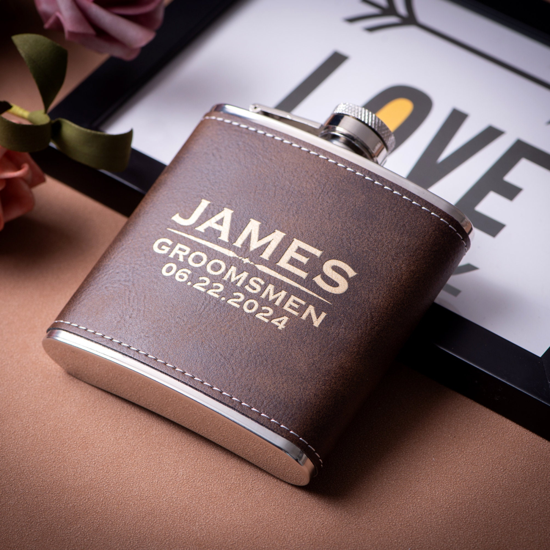 Personalized Monogrammed Leather Flask for Unique & Love | JNSDec99