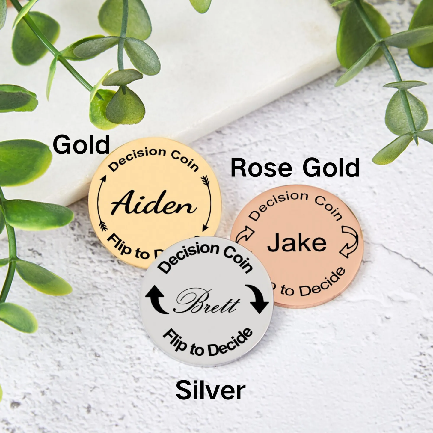 Personalized Engraved Decision Coin with Wooden Box | JNSDec153