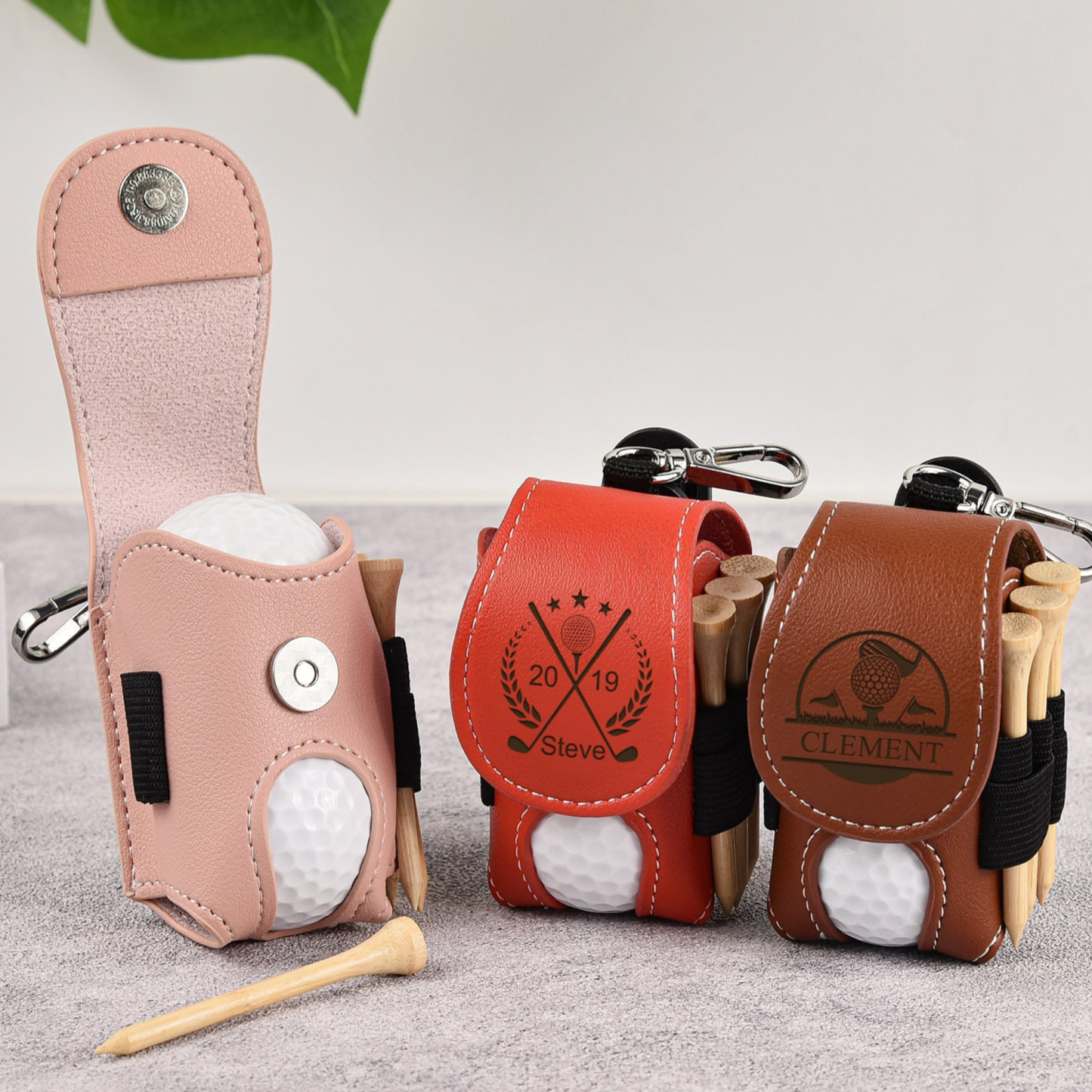 Personalized Monogram Golf Ball Leather Bag | JNSBag60