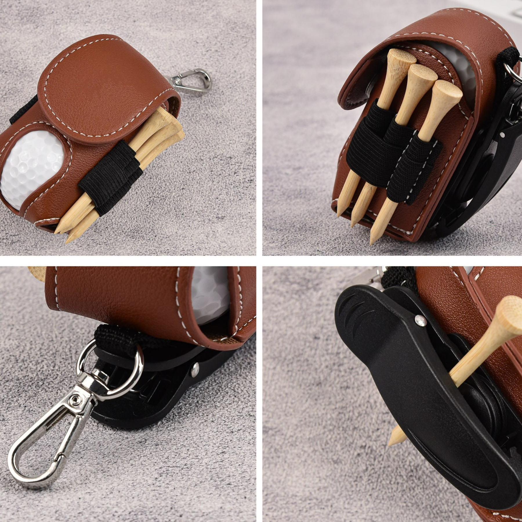 Personalized Monogram Golf Ball Leather Bag | JNSBag60