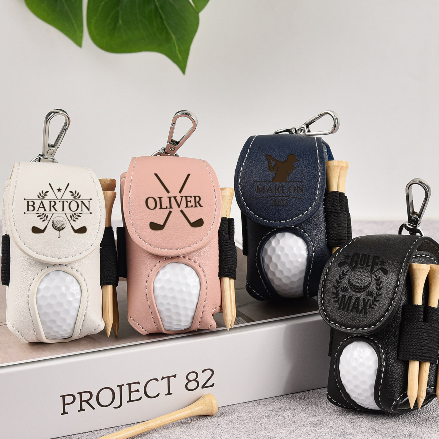 Personalized Monogram Golf Ball Leather Bag | JNSBag60
