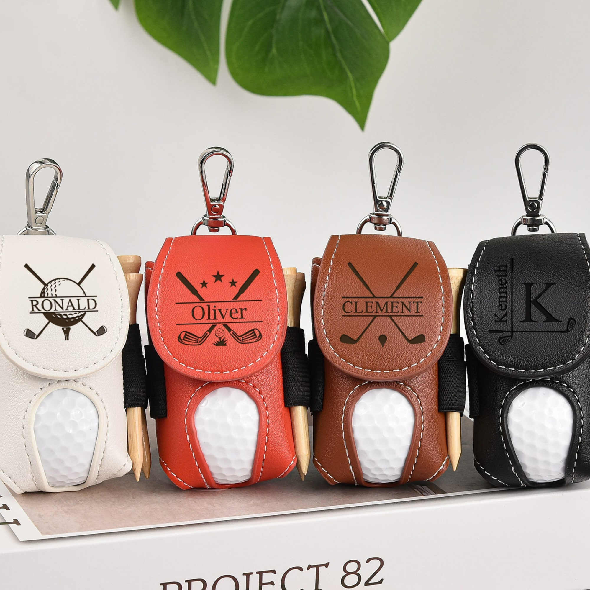 Personalized Monogram Golf Ball Leather Bag | JNSBag60