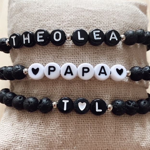 Personalized Name Bracelet with Lava Beads  | JNSDec107