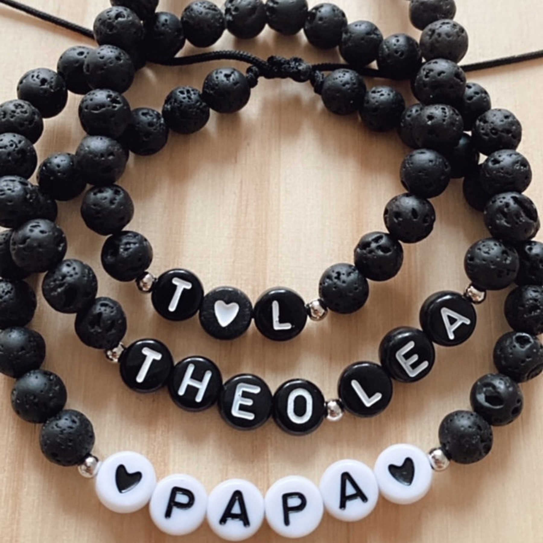 Personalized Name Bracelet with Lava Beads  | JNSDec107