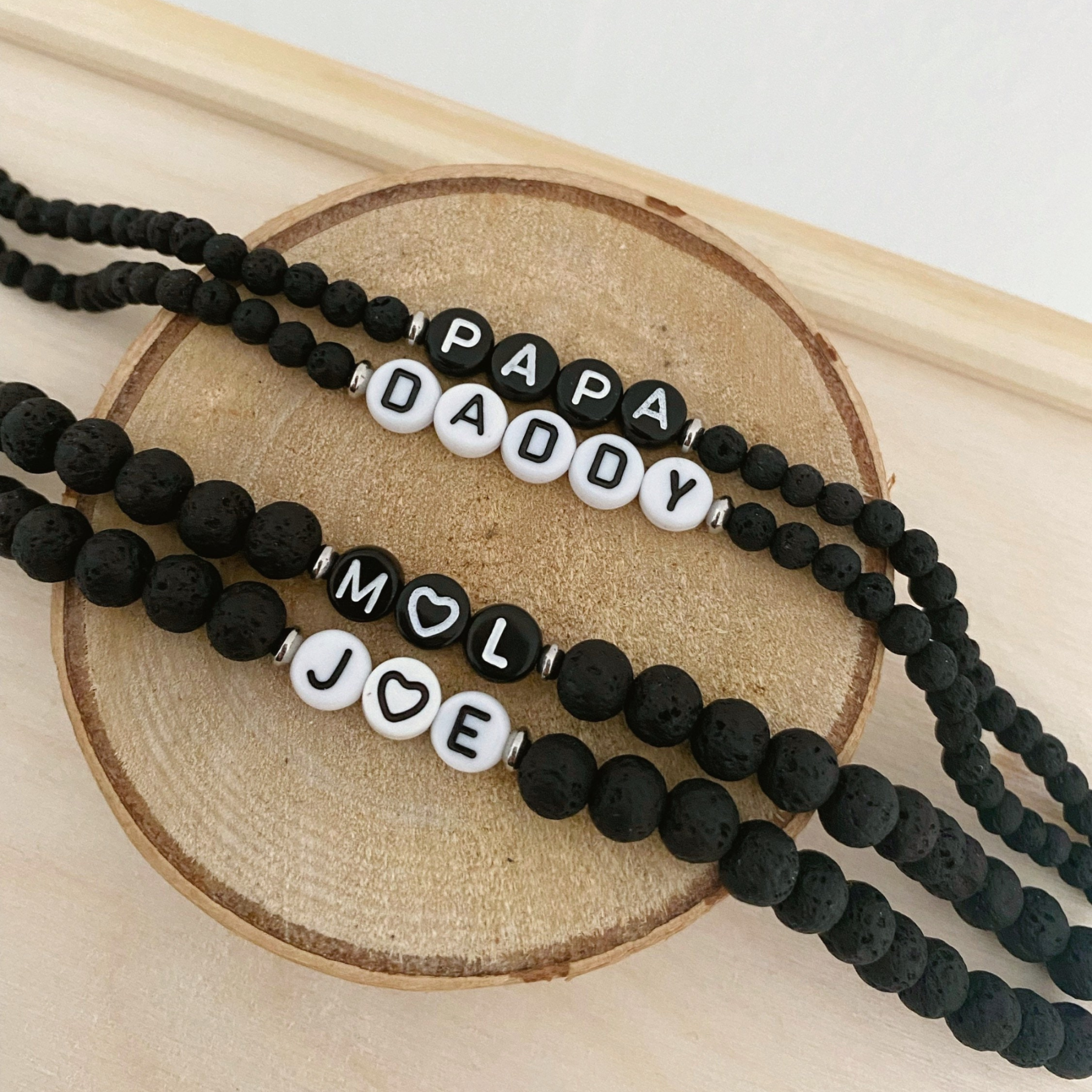 Personalized Name Bracelet with Lava Beads | JNSDec107