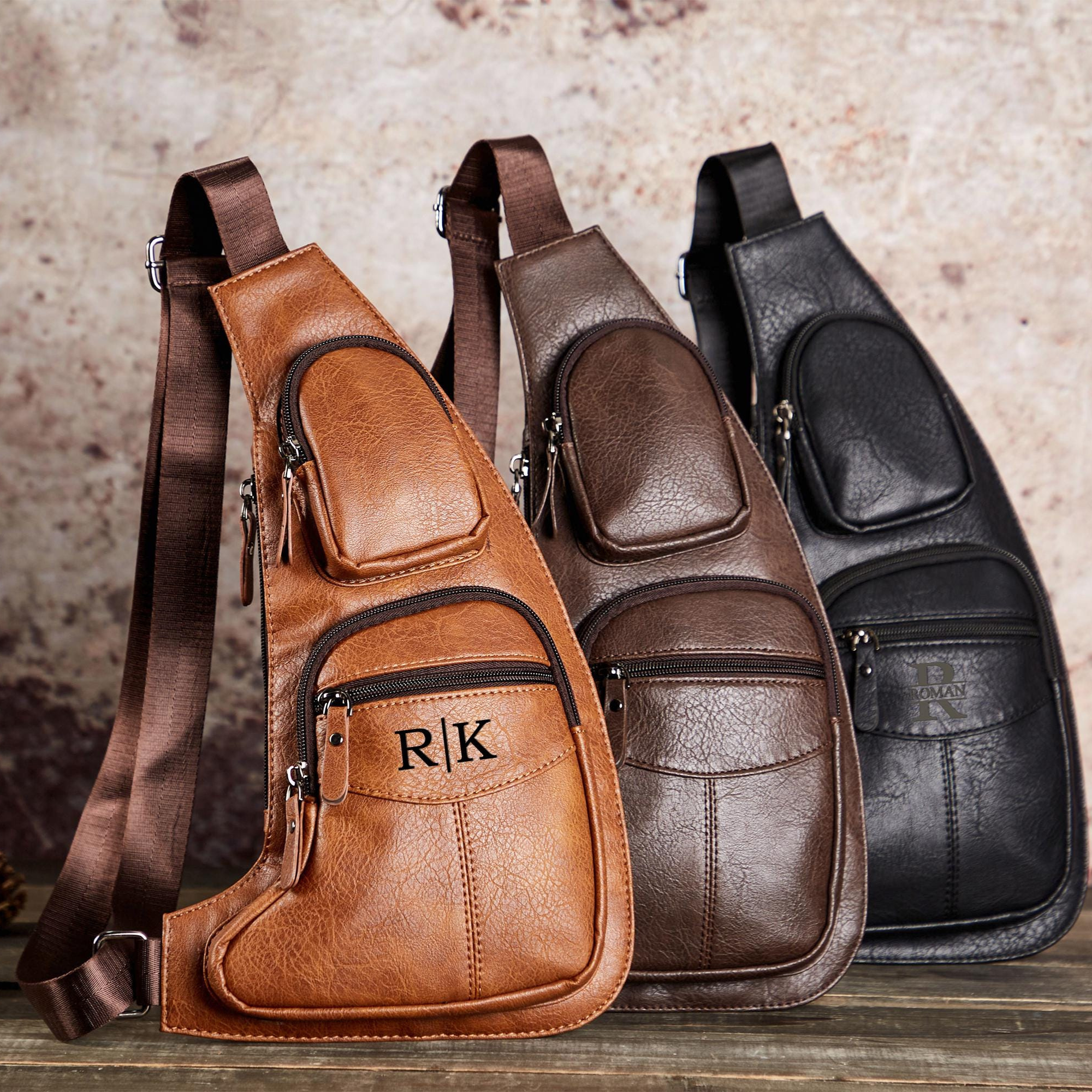 Personalized Leather Monogram Engraved Crossbody Sling Bag for Unique & Love | JNSBag61