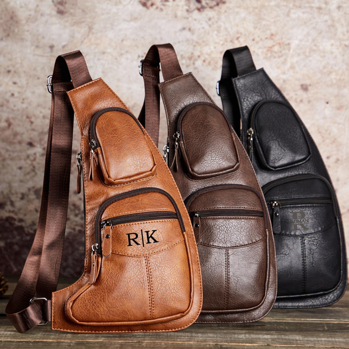 Personalized Leather Monogram Engraved Crossbody Sling Bag for Unique & Love | JNSBag61