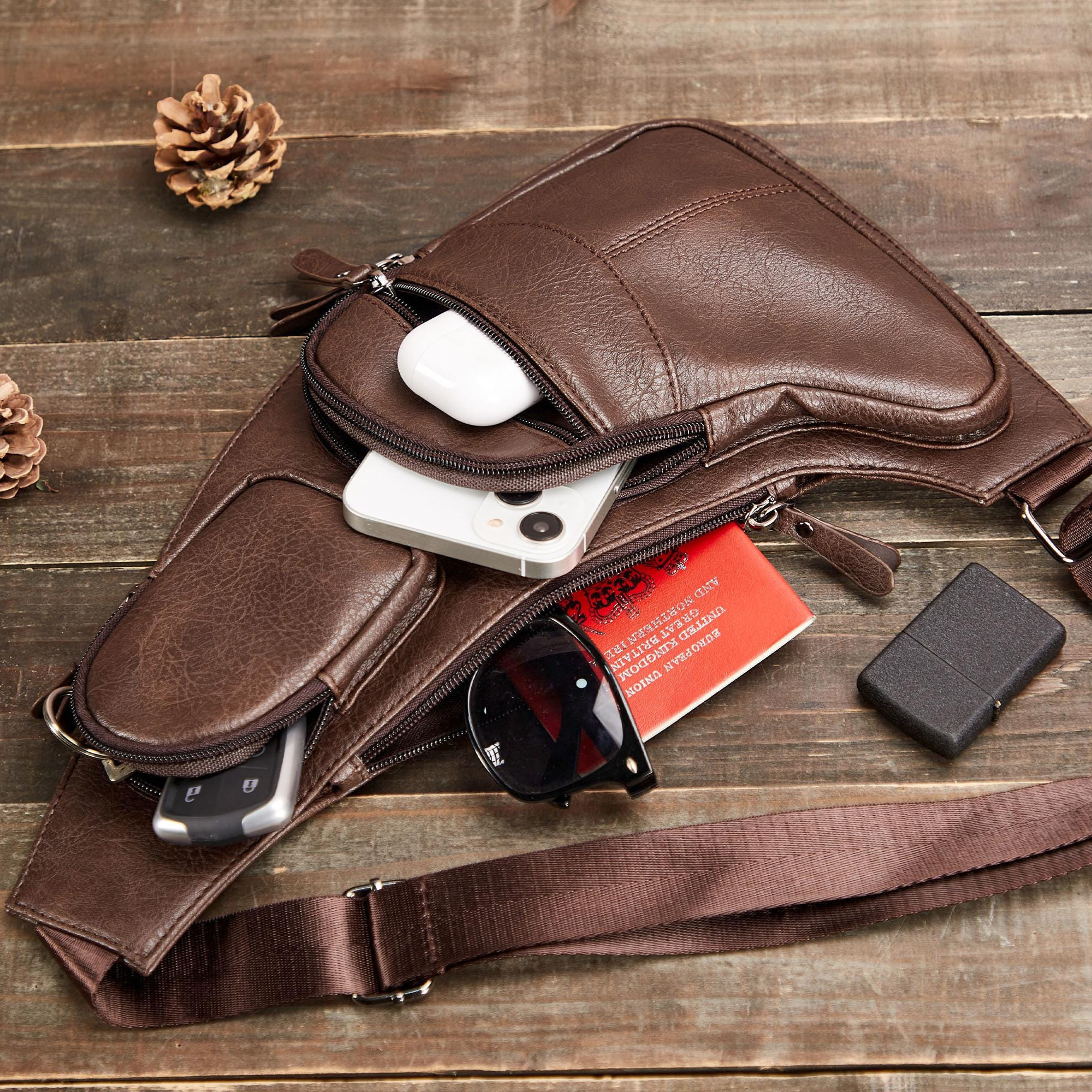 Personalized Leather Monogram Engraved Crossbody Sling Bag for Unique & Love | JNSBag61