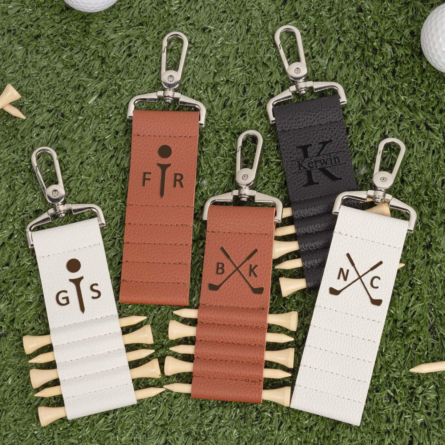 Personalized Leather Golf Tee Bag Tag Holder | JNSBag64