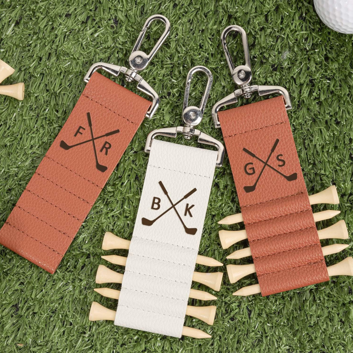 Personalized Leather Golf Tee Bag Tag Holder | JNSBag64