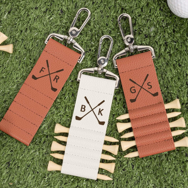 Personalized Leather Golf Tee Bag Tag Holder | JNSBag64