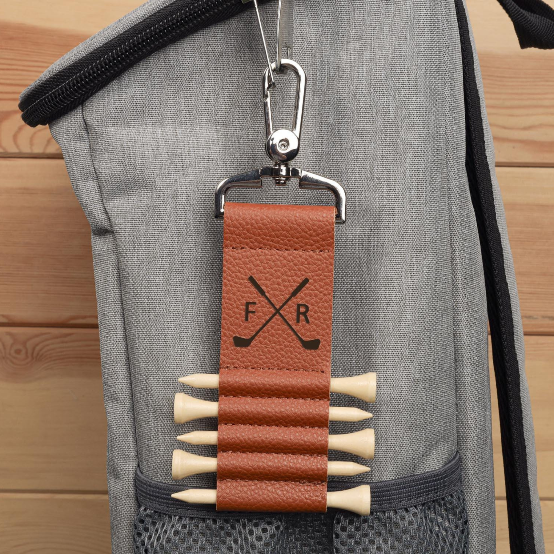 Personalized Leather Golf Tee Bag Tag Holder | JNSBag64