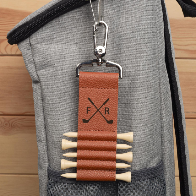 Personalized Leather Golf Tee Bag Tag Holder | JNSBag64