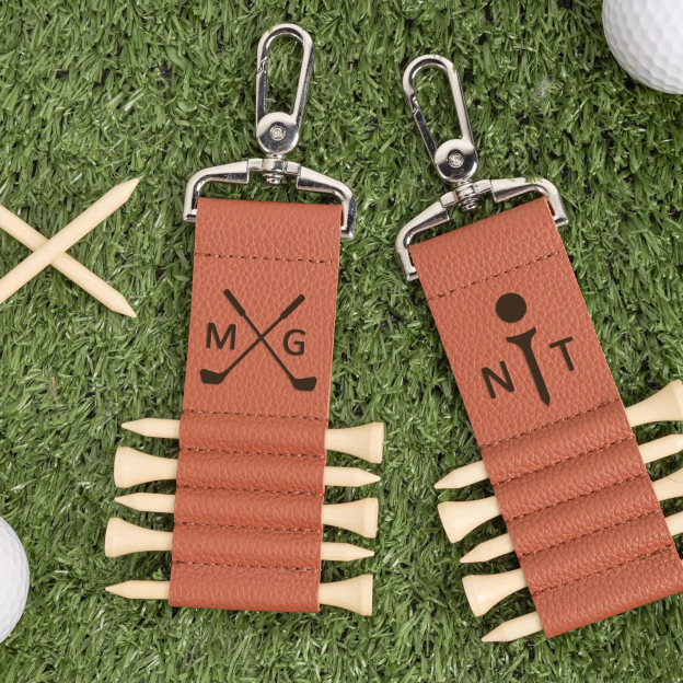 Personalized Leather Golf Tee Bag Tag Holder | JNSBag64