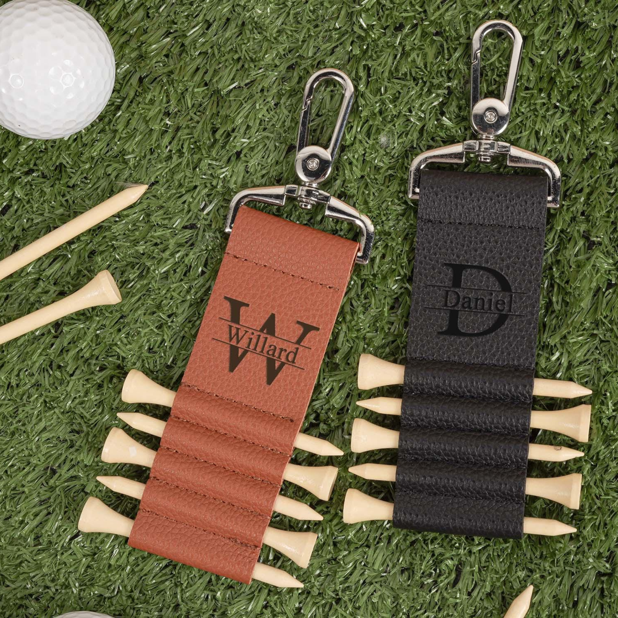 Personalized Leather Golf Tee Bag Tag Holder | JNSBag64