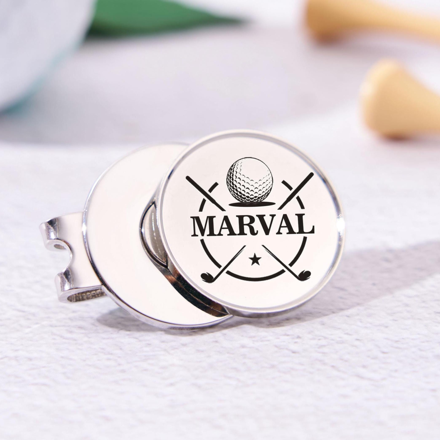 Personalized Engraved Golf Ball Marker with Hat Clip | JNSTool04