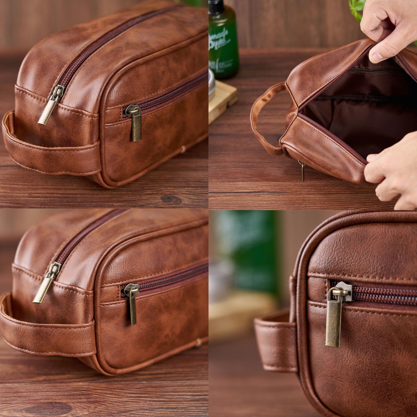 Personalized Leather Monogram Engraved Toiletry Bag for Unique & Love | JNSBag71