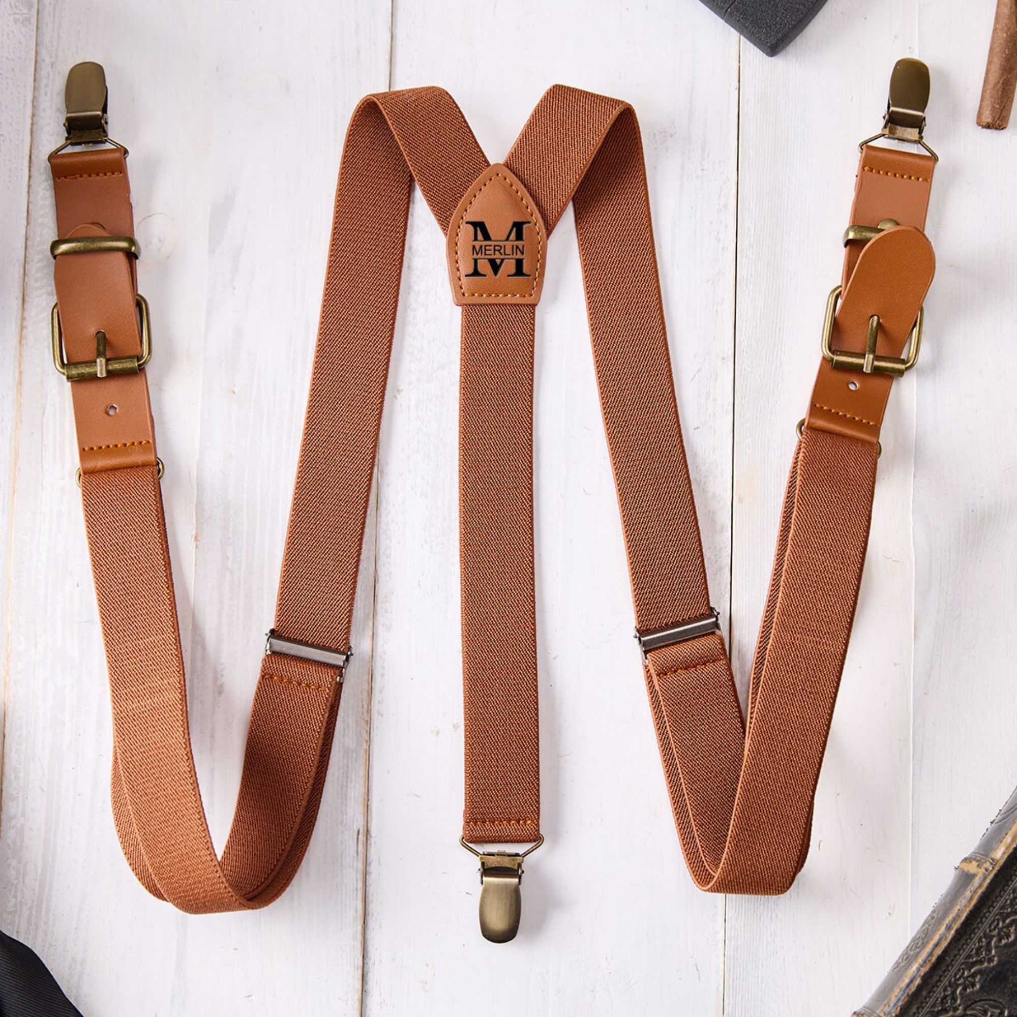Personalized Monogrammed Leather Patch Braces for Unique & Love | JNSCloth40