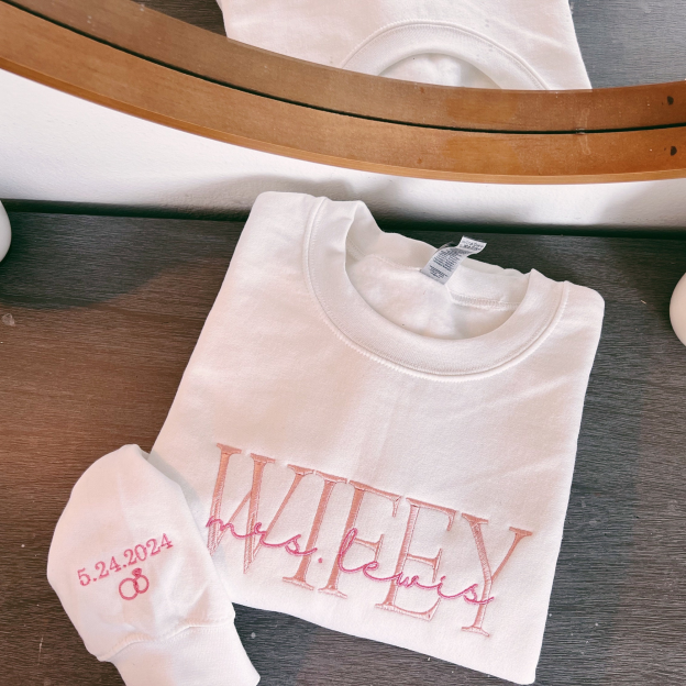 Personalized Embroidered Wife/Hubby Sweatshirt for Unique & Love | JNSCloth42