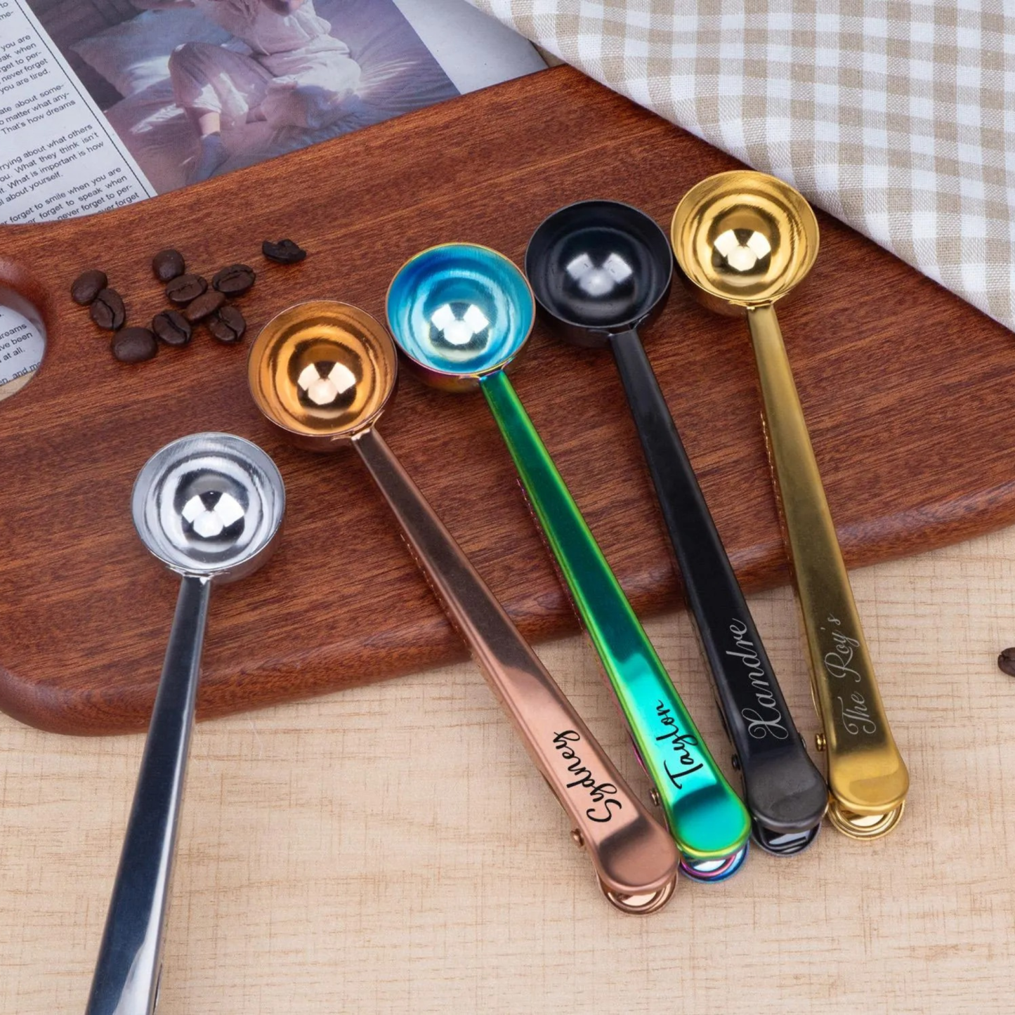 Personalized Engraved 2 in 1 Coffee Scoop and Clip for Unique & Love | JNSTool20