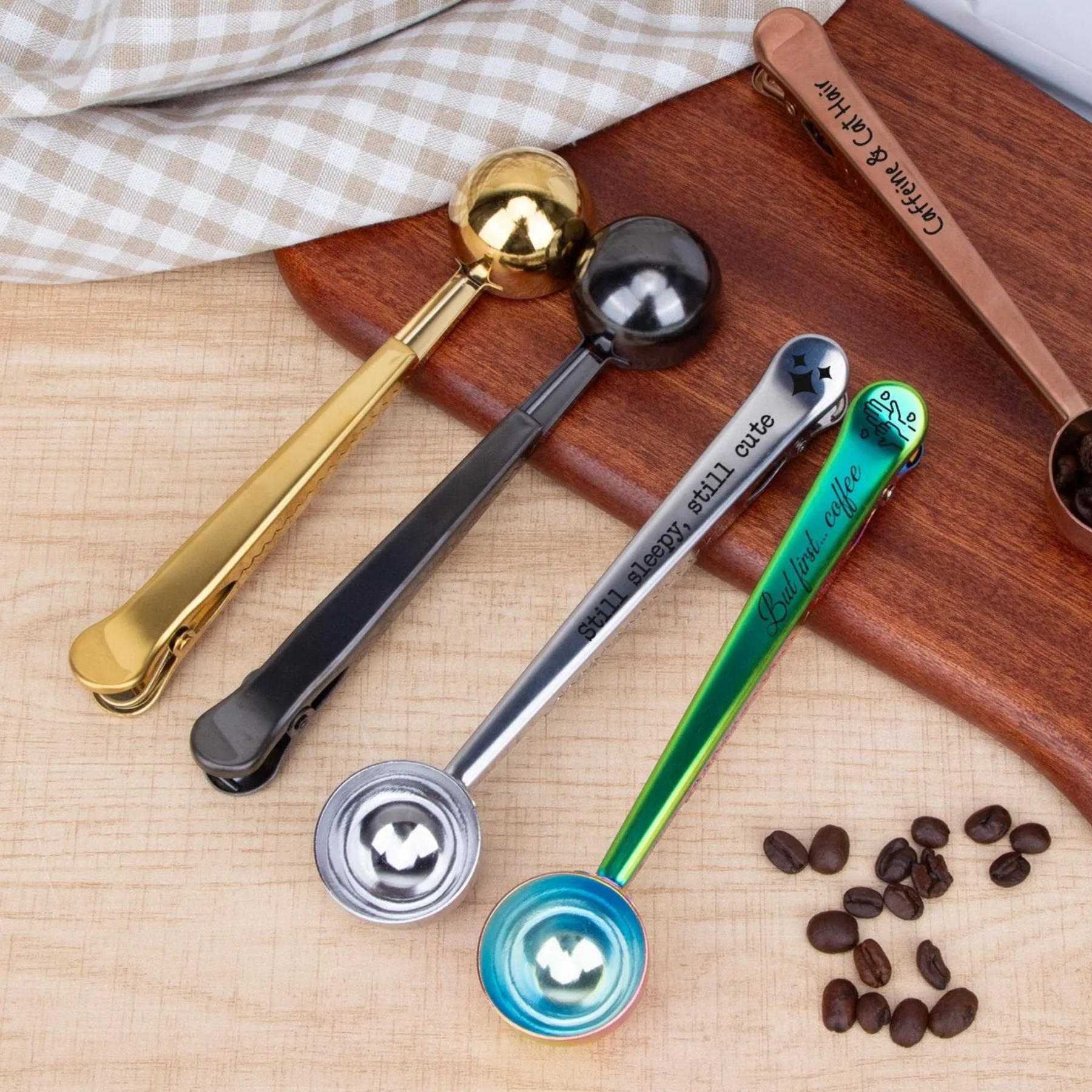 Personalized Engraved 2 in 1 Coffee Scoop and Clip for Unique & Love | JNSTool20