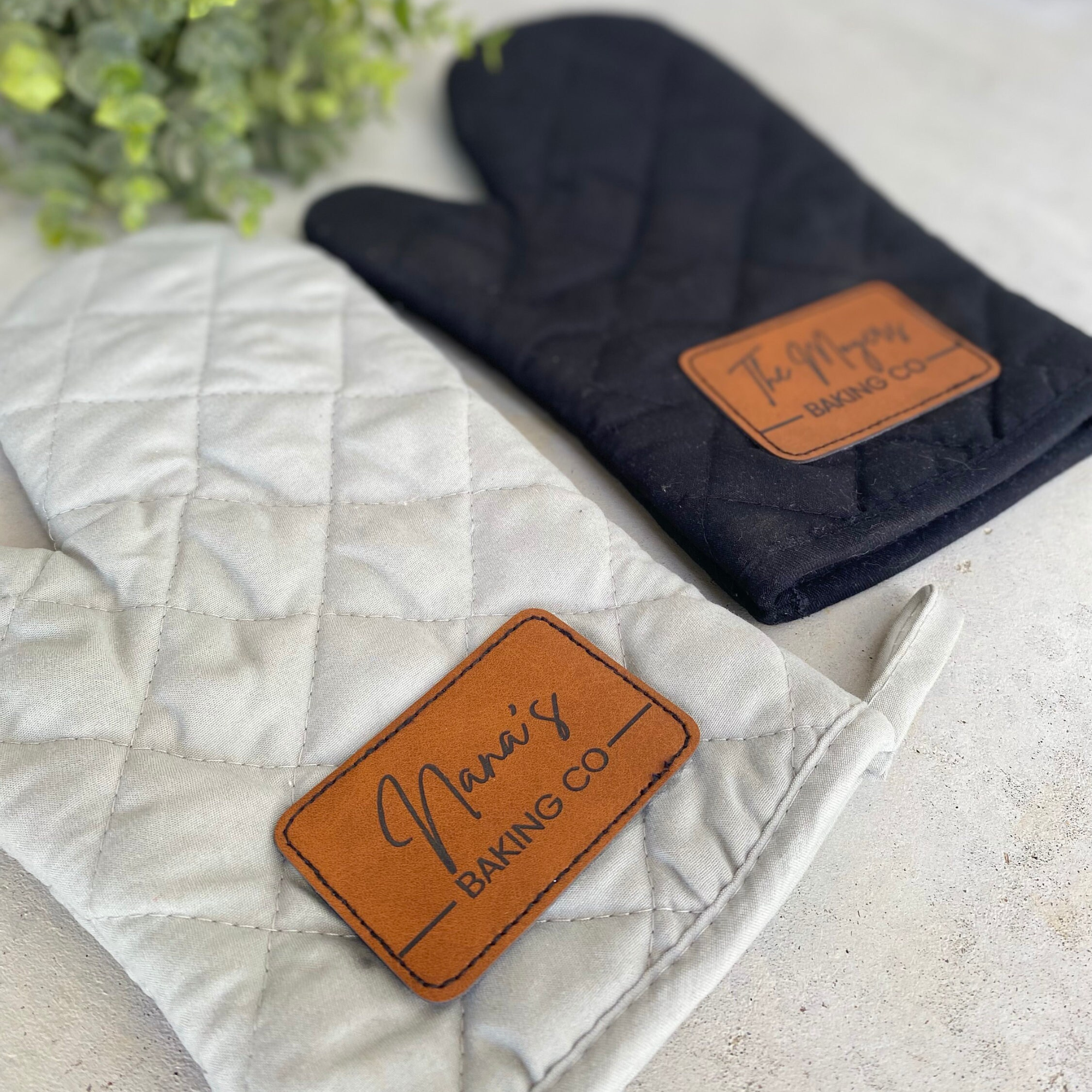 Personalized Monogram Leather Patch Oven Mitt for Unique & Love | JNSCloth56