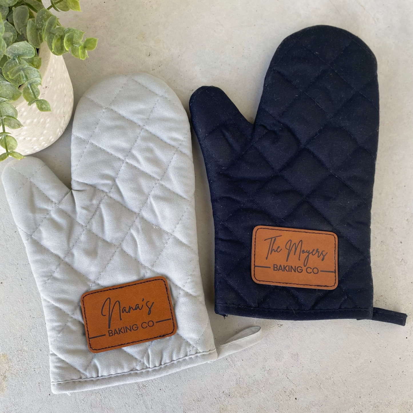 Personalized Monogram Leather Patch Oven Mitt for Unique & Love | JNSCloth56