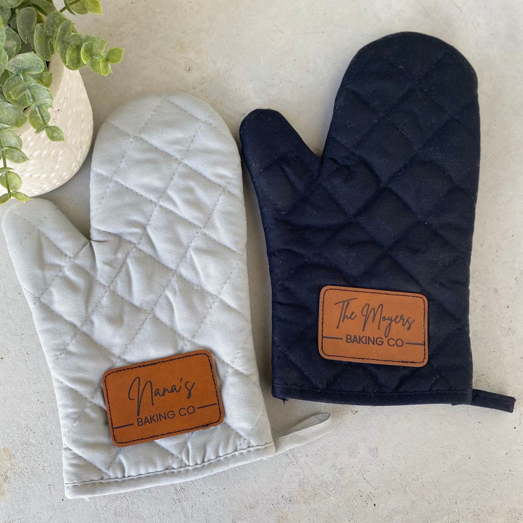 Personalized Monogram Leather Patch Oven Mitt for Unique & Love | JNSCloth56