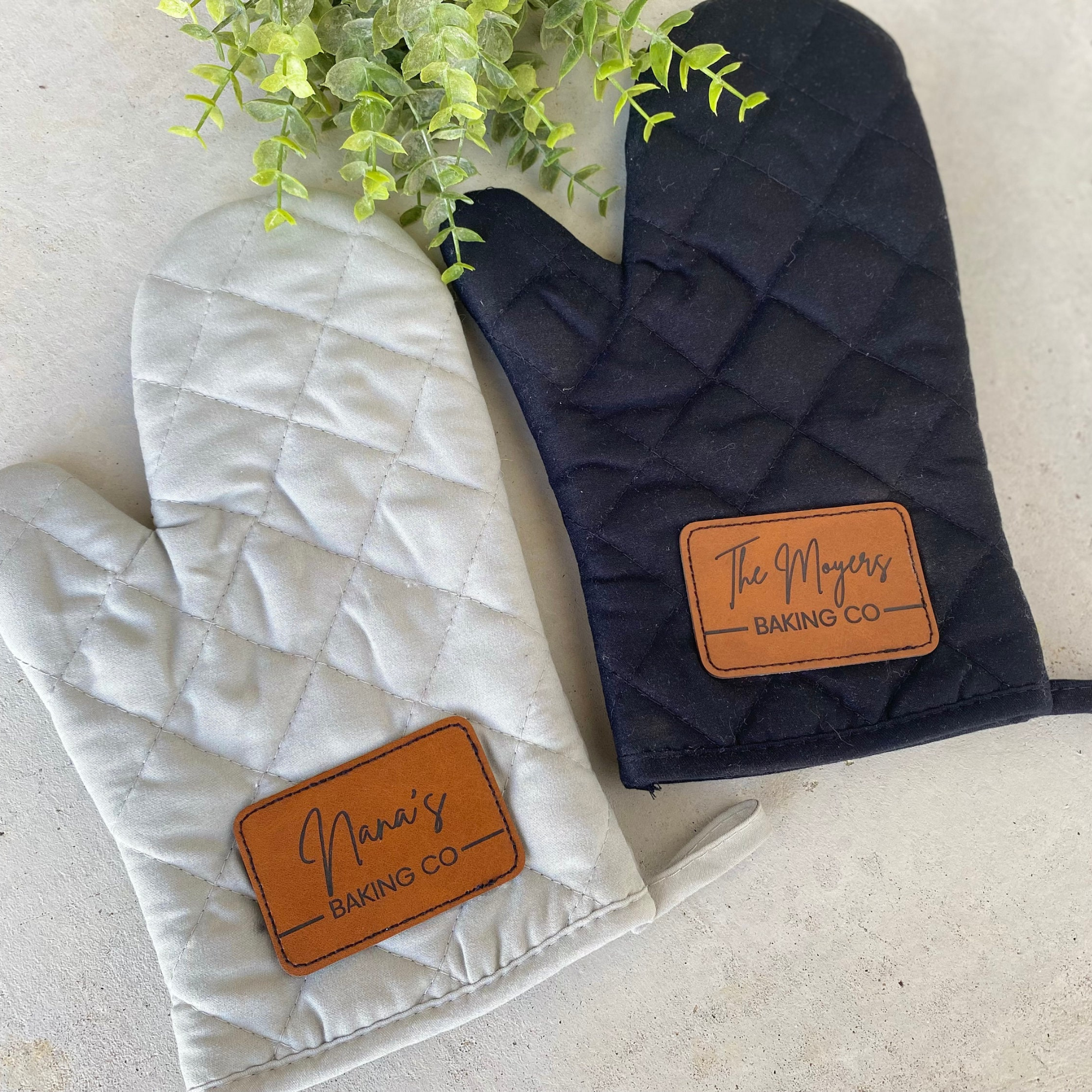 Personalized Monogram Leather Patch Oven Mitt for Unique & Love | JNSCloth56