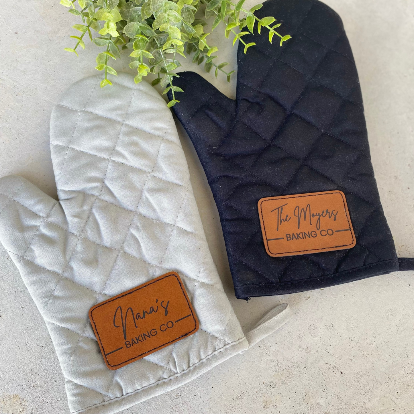 Personalized Monogram Leather Patch Oven Mitt for Unique & Love | JNSCloth56