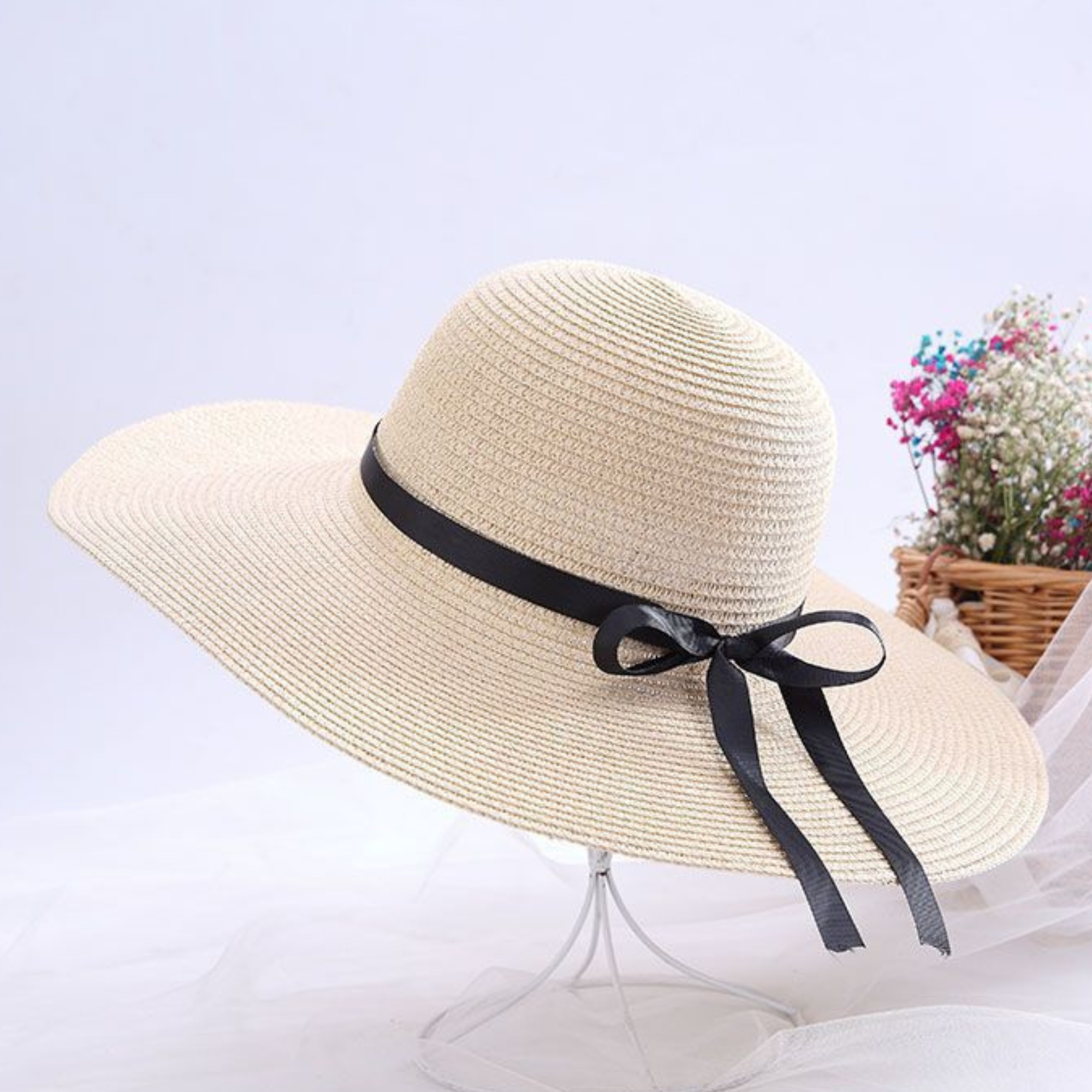 Personalized Hand Embroidered Straw Floppy Sun Hat for Unique & Love | JNSHat14