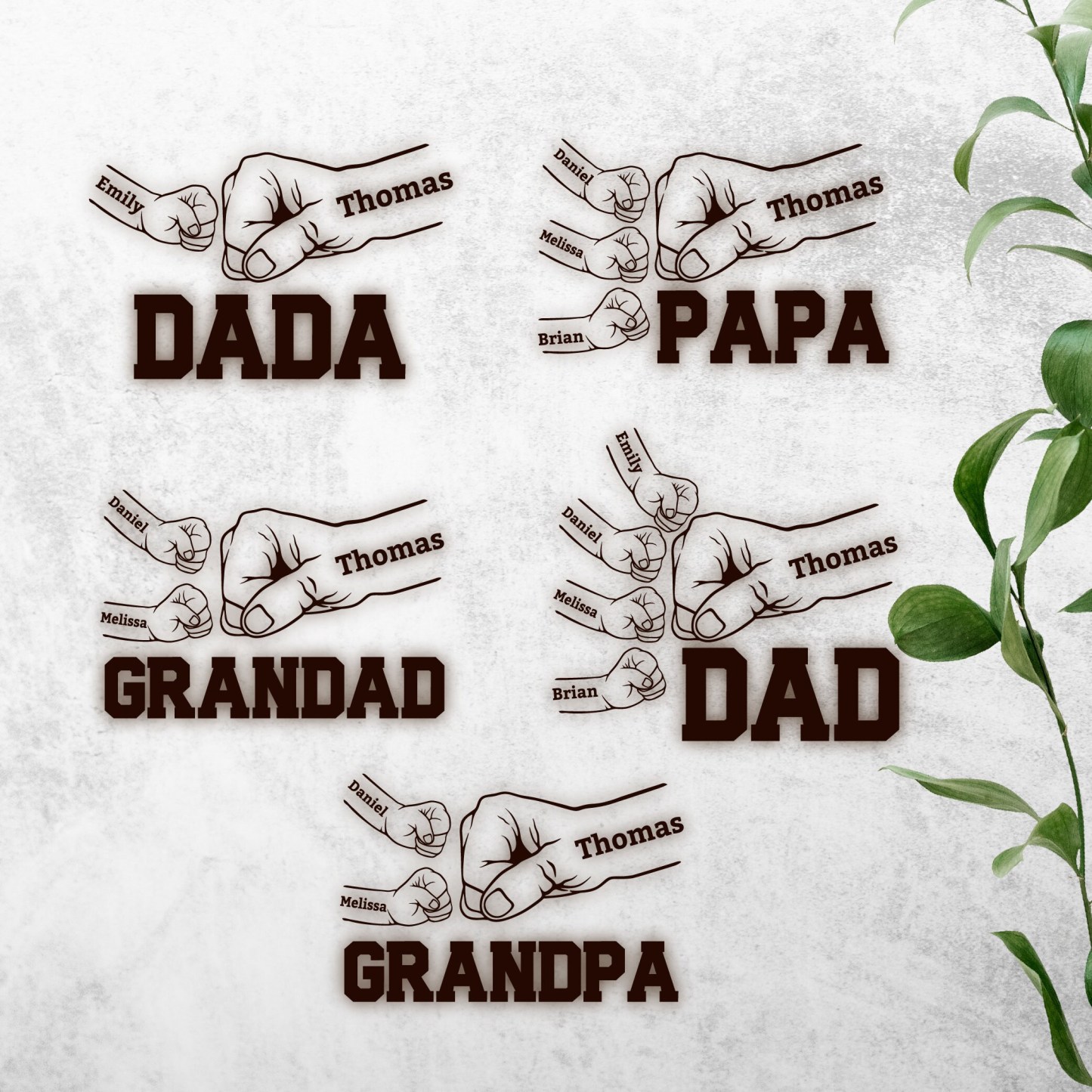 Personalized Fist Bump Dad Kids Name Leather Wallet for Unique & Love | JNSBag91