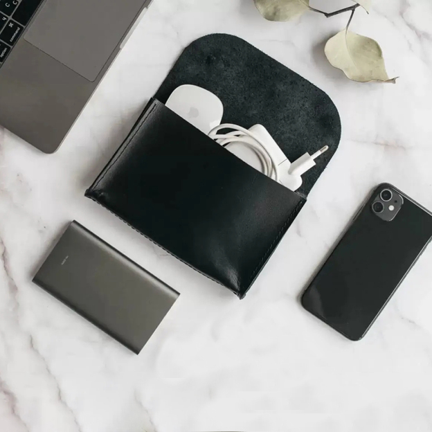 Personalized Leather Engraved Travel Electronic Accessories Organizer | JNSBag78