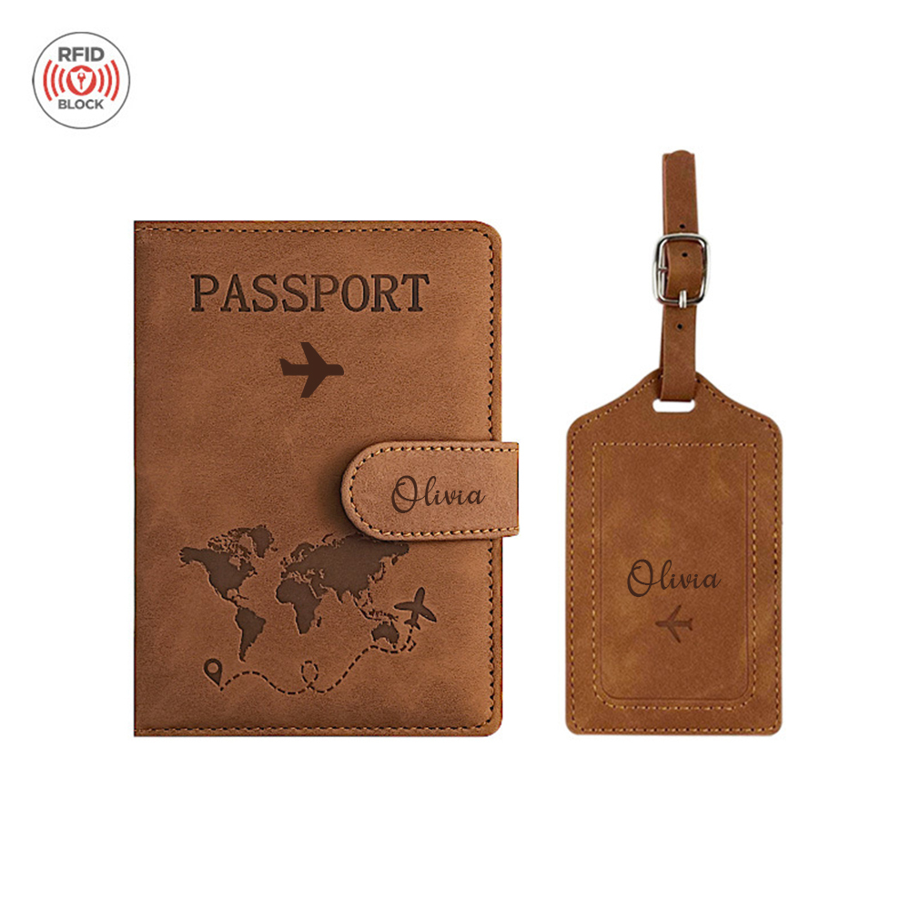 Personalized Monogram Leather Magnetic Passport Cover with RFID Blocking | JNSCase14