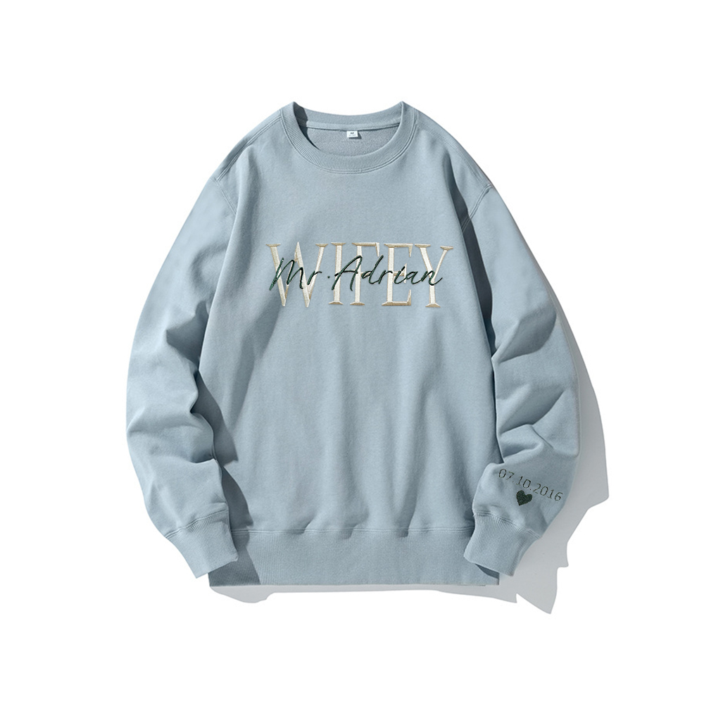 Personalized Embroidered Wife/Hubby Sweatshirt for Unique & Love | JNSCloth42
