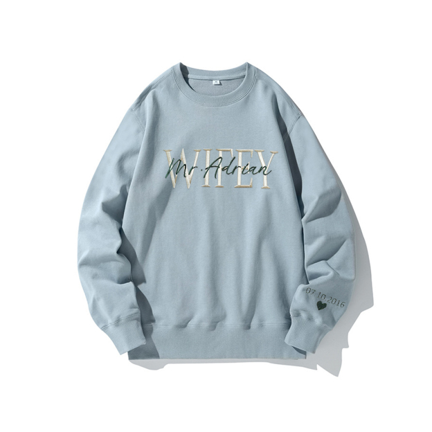 Personalized Embroidered Wife/Hubby Sweatshirt for Unique & Love | JNSCloth42