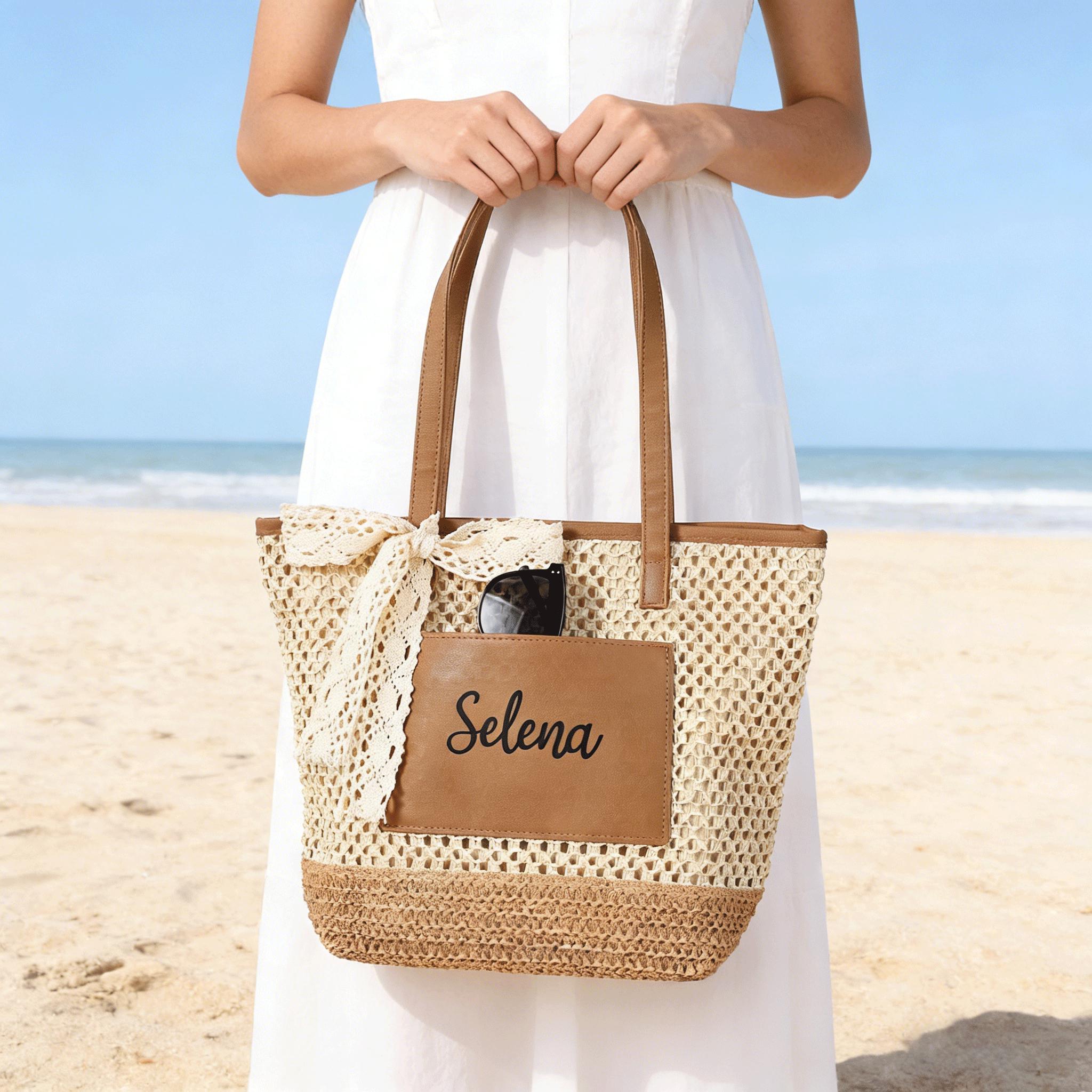 Personalized Name Straw Tote Bag for Unique & Love | JNSBag131