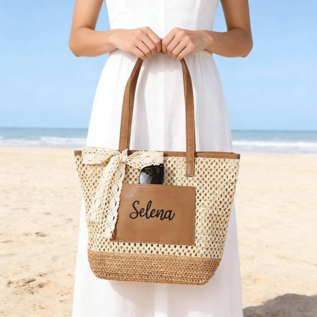 Personalized Name Straw Tote Bag for Unique & Love | JNSBag131