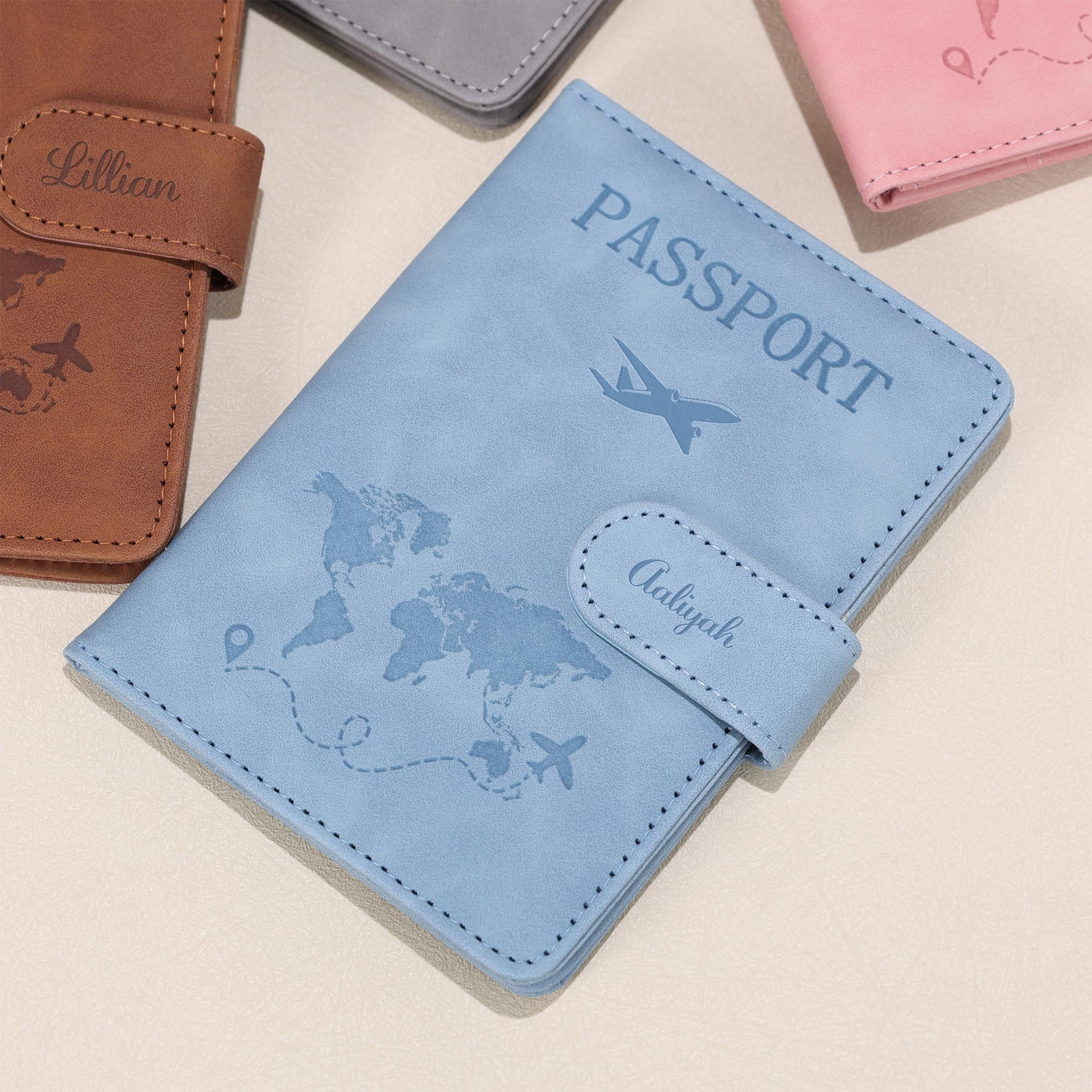 Personalized Monogram Leather Magnetic Passport Cover with RFID Blocking | JNSCase14