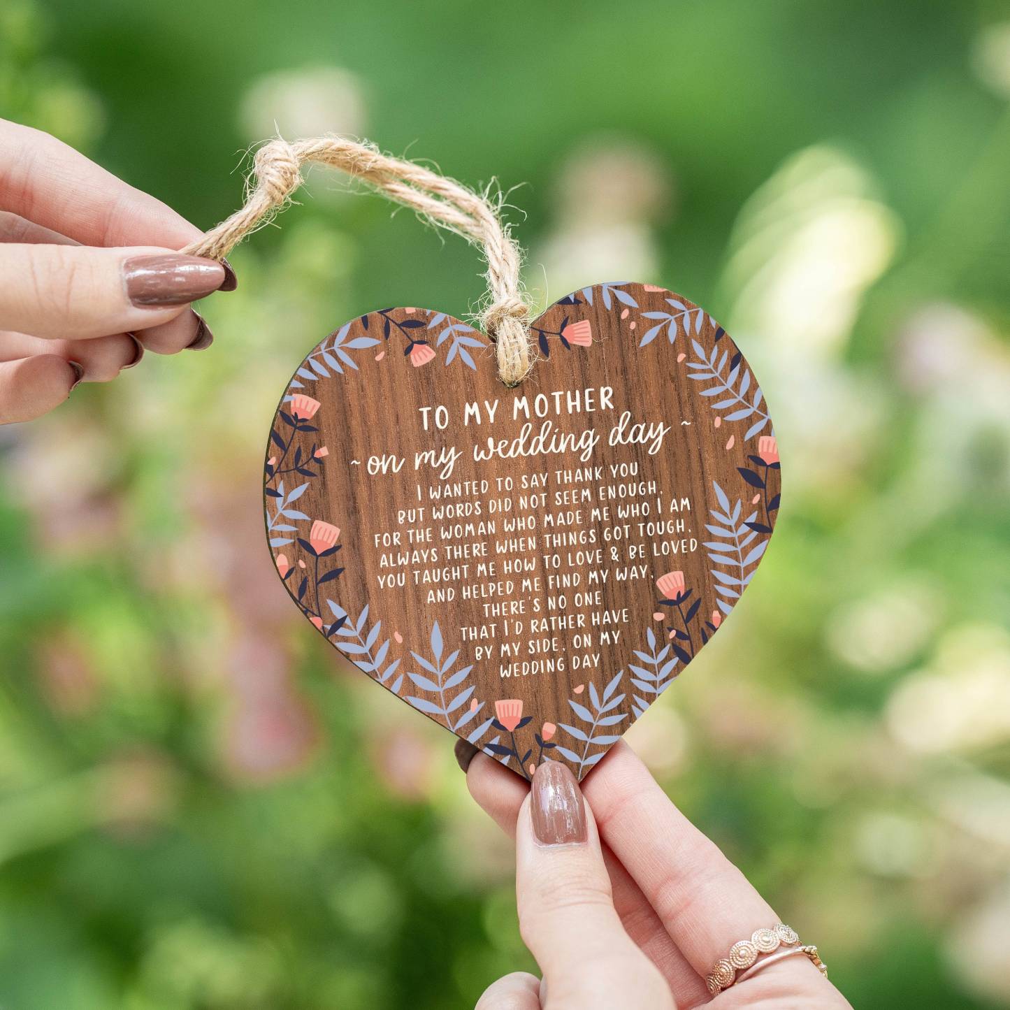 Personalized Gift for Mum Hanging Wooden Heart for Unique and Love